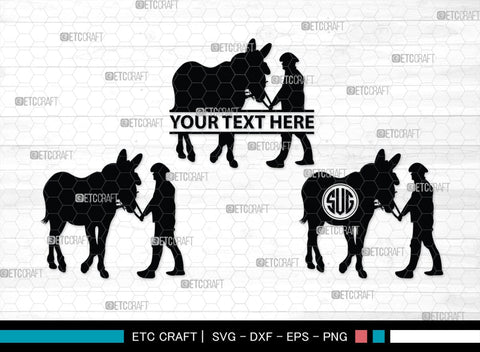 Donkey Monogram, Donkey Silhouette, Donkey SVG, Ass Svg, Farm Animal Svg, Jackass Donkey Svg, SB00254 SVG ETC Craft 