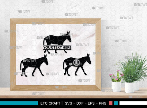 Donkey Monogram, Donkey Silhouette, Donkey SVG, Ass Svg, Farm Animal Svg, Jackass Donkey Svg, SB00254 SVG ETC Craft 
