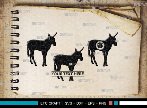 Donkey Monogram, Donkey Silhouette, Donkey SVG, Ass Svg, Farm Animal Svg, Jackass Donkey Svg, SB00254 SVG ETC Craft 