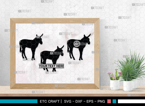 Donkey Monogram, Donkey Silhouette, Donkey SVG, Ass Svg, Farm Animal Svg, Jackass Donkey Svg, SB00254 SVG ETC Craft 