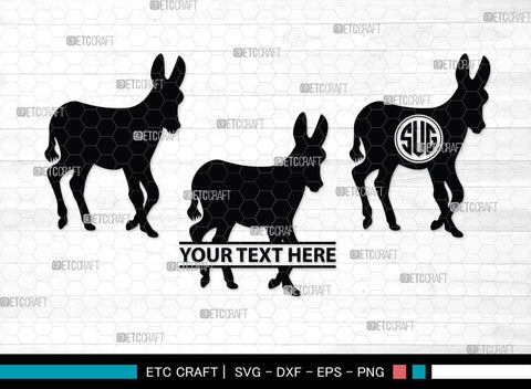 Donkey Monogram, Donkey Silhouette, Donkey SVG, Ass Svg, Farm Animal Svg, Jackass Donkey Svg, SB00254 SVG ETC Craft 