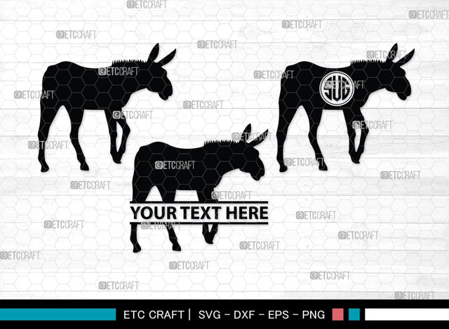 Donkey Monogram, Donkey Silhouette, Donkey SVG, Ass Svg, Farm Animal Svg, Jackass Donkey Svg, SB00254 SVG ETC Craft 