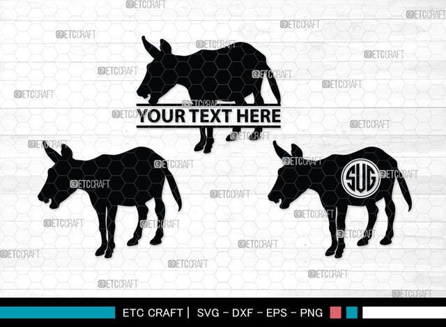 Donkey Monogram, Donkey Silhouette, Donkey SVG, Ass Svg, Farm Animal Svg, Jackass Donkey Svg, SB00254 SVG ETC Craft 