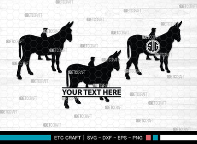 Donkey Monogram, Donkey Silhouette, Donkey SVG, Ass Svg, Farm Animal Svg, Jackass Donkey Svg, SB00254 SVG ETC Craft 