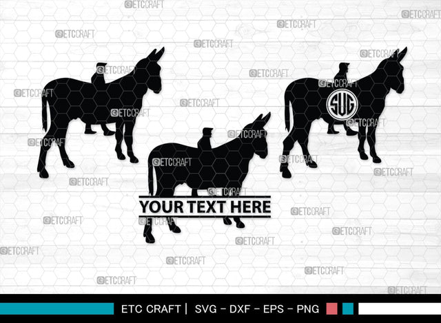 Donkey Monogram, Donkey Silhouette, Donkey SVG, Ass Svg, Farm Animal Svg, Jackass Donkey Svg, SB00254 SVG ETC Craft 