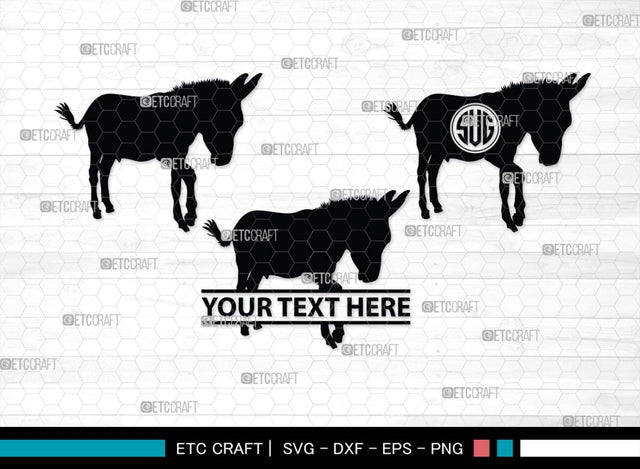 Donkey Monogram, Donkey Silhouette, Donkey SVG, Ass Svg, Farm Animal Svg, Jackass Donkey Svg, SB00254 SVG ETC Craft 