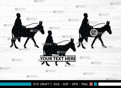 Donkey Monogram, Donkey Silhouette, Donkey SVG, Ass Svg, Farm Animal Svg, Jackass Donkey Svg, SB00254 SVG ETC Craft 