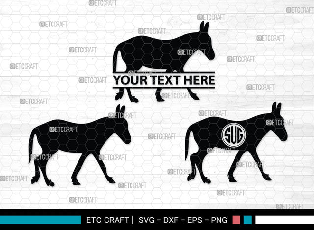Donkey Monogram, Donkey Silhouette, Donkey SVG, Ass Svg, Farm Animal Svg, Jackass Donkey Svg, SB00254 SVG ETC Craft 