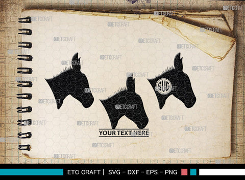 Donkey Monogram, Donkey Silhouette, Donkey SVG, Ass Svg, Farm Animal Svg, Jackass Donkey Svg, SB00254 SVG ETC Craft 