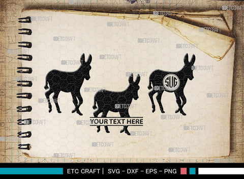 Donkey Monogram, Donkey Silhouette, Donkey SVG, Ass Svg, Farm Animal Svg, Jackass Donkey Svg, SB00254 SVG ETC Craft 