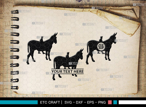 Donkey Monogram, Donkey Silhouette, Donkey SVG, Ass Svg, Farm Animal Svg, Jackass Donkey Svg, SB00254 SVG ETC Craft 