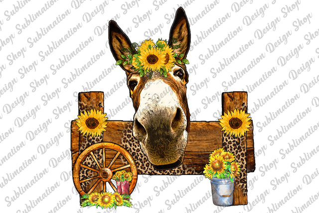Donkey Png, Donkey Head Png, Donkey Face Png, Western Png, Farm Png, Donkey Clipart, Sunflowers Png, Leopard, Sublimation Designs Downloads Sublimation SublimationDesignShop 