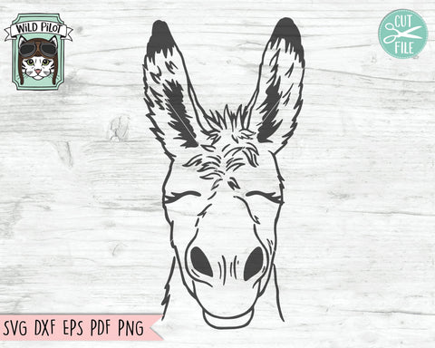 Donkey SVG file, Donkey cut file, Donkey vector, Farm Animals svg, Donkey face svg, rustic svg, Country svg file, Cute Donkey svg file, Farm svg SVG Wild Pilot 