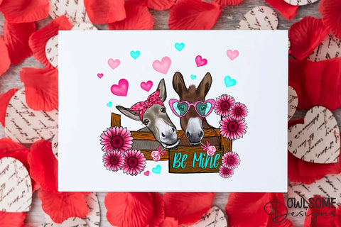Donkey Valentine PNG Sublimation Sublimation Owlsome.Designs 