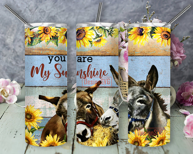 Donkey You Are my Sunshine 20 oz Skinny Tumbler, Donkey Wrap 20 oz Wolf Glitter Sublimation Design, Donkey Digital Download - Quotes Design Sublimation DesignSVG 