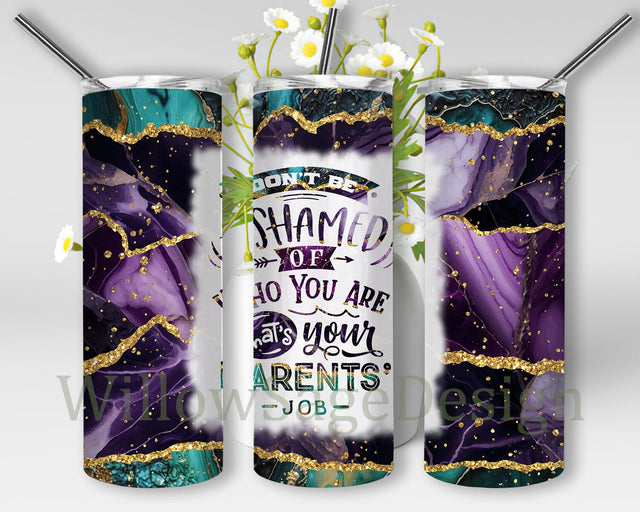 Don't Be Ashamed Of Who You Are That's Your Parents Job 20oz Skinny Tumbler Png, Glitter Tumbler, Funny Quote Tumbler, Design Digital Download Sublimation WillowSageDesign 