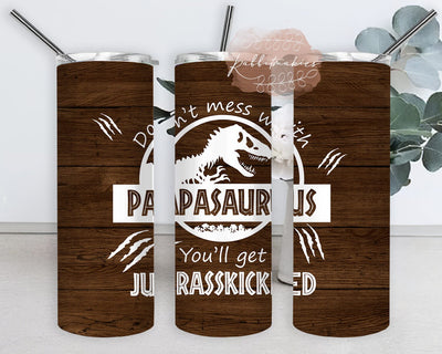 Don't Mess With Mamasaurus You'll Get Jurasskicked Design Tumbler, Mamasaurus 20oz Skinny Tumbler, Dino Wood Tumbler Wrap, Mother's Day Gift, Mama Tumbler Template, Digital Download Sublimation Rabbitmakies 