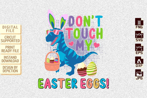 Don't Touch My Easter Eggs T-Shirt, Easter Dinosaur Shirt, Dinosaur Wicker Basket Shirt, Easter Eggs Wicker Basket Shirt Print Template Sketch DESIGN Depiction Studio 