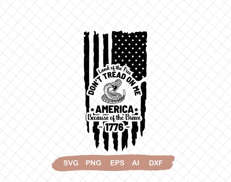 Don't Tread on Me Tattered Flag, Svg File for Cricut, Ai, Png, Dxf. Eps SVG DiamondDesign 
