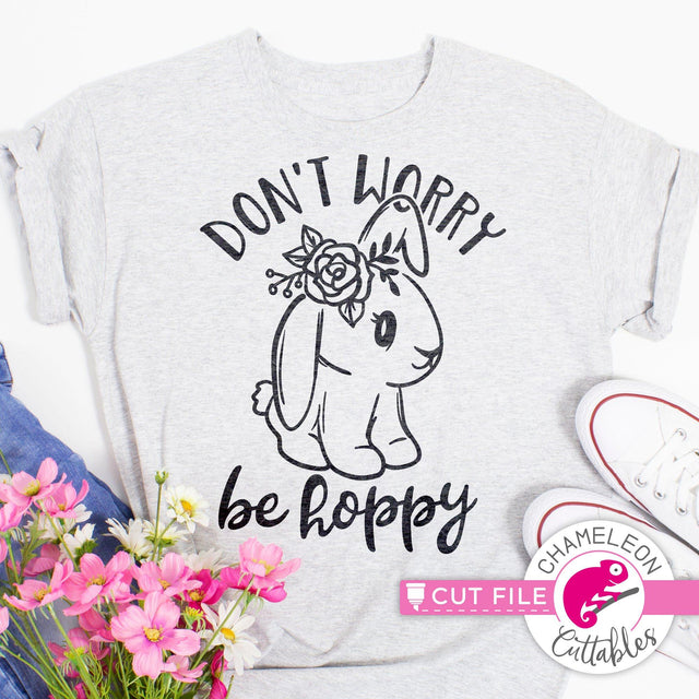 Don't worry be hoppy - Cute bunny - Easter design - SVG PNG DXF EPS JPEG SVG Chameleon Cuttables 