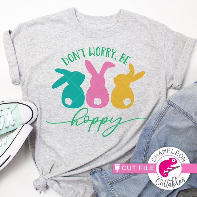 Don't worry be hoppy Easter Bunnies - Easter design - SVG PNG DXF EPS JPEG SVG Chameleon Cuttables 