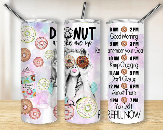 Donut 20oz Tumbler Png, Donut Wake Me Up Design Png, Donut Girl Tumbler Design, Donut Tumbler With Lid And Straw, Cupcake Design Png, Instant Download Sublimation BouDesign 