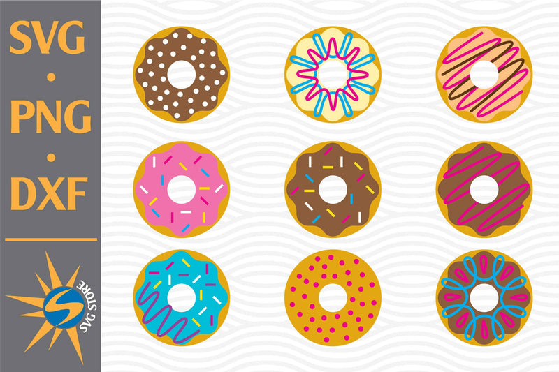 Donut Bundle SVG, PNG, DXF Digital Files Include - So Fontsy