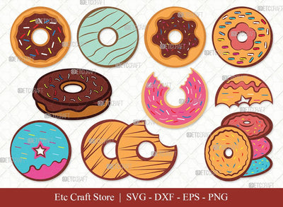 Donut Clipart SVG Cut File | Doughnut Svg | Sprinkle Donut Svg | Bakery Svg | Donut Bundle | First Food Svg | Eps | Dxf | Png SVG ETC Craft 