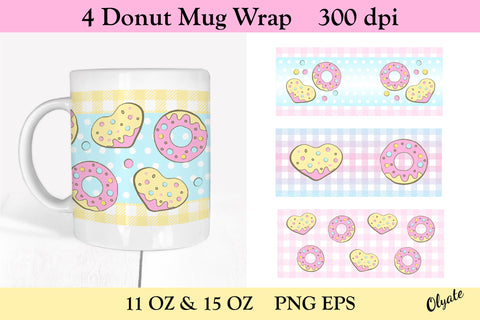 Donut Mug Wrap. Donut Mug Sublimation. Mug Design PNG Sublimation Olga Terlyanskaya 