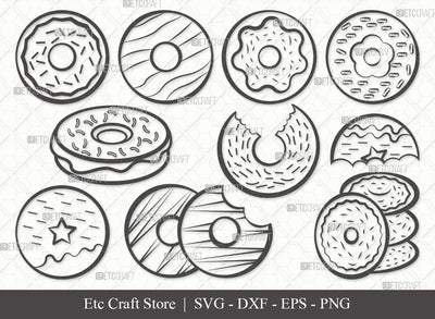 Donut Outline SVG Cut File | Doughnut Svg | Sprinkle Donut Svg | Bakery Svg | Donut Bundle | First Food Svg | Eps | Dxf | Png SVG ETC Craft 