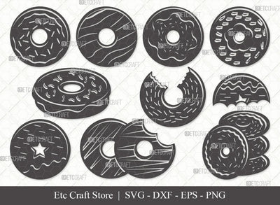 Donut Silhouette SVG Cut File | Doughnut Svg | Sprinkle Donut Svg | Bakery Svg | Donut Bundle | First Food Svg | Eps | Dxf | Png SVG ETC Craft 