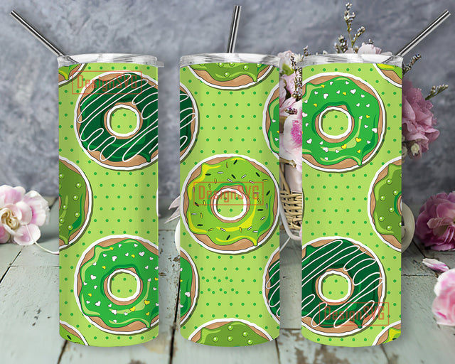 Donut St. Patrick's Day 20oz Skinny Tumbler Sublimation Designs, St. Patrick's Day Tumbler for Straight/Tapered PNG File Digital Download Sublimation DesignSVG 