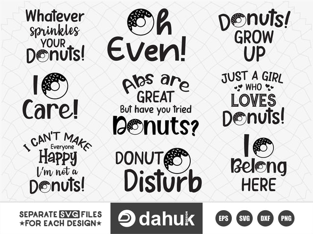 Donuts SVG, Funny food Svg, Bakery Svg, Doughnut Svg, Cake Topper Svg, Donut Tshirt Svg, Sweet Donut Svg, Donut PNG,Donut Eps, Donut Dxf, SVG dahukdesign 