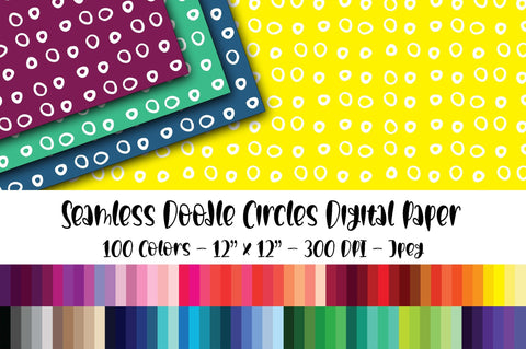 Doodle Circles Digital Paper - 100 Seamless Digital Files Digital Pattern Old Market 
