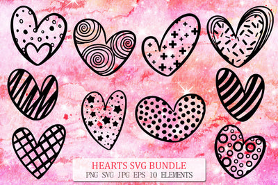 Doodle Hearts SVG Bundle | Love Designs | Valentines Day SVG Pfiffen's World 