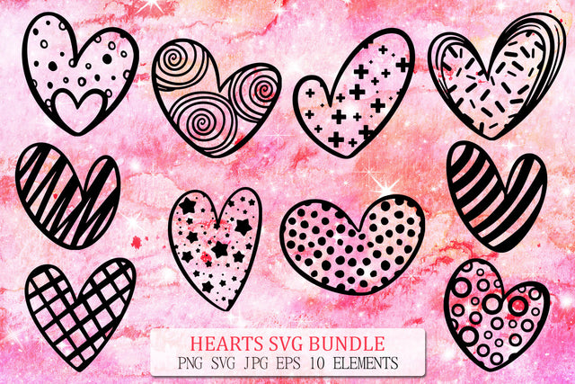 Doodle Hearts SVG Bundle | Love Designs | Valentines Day SVG Pfiffen's World 