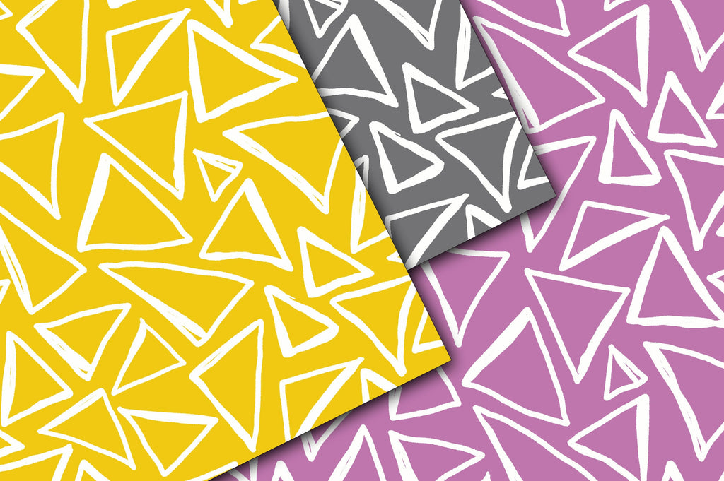 Doodle Triangles Digital Paper - So Fontsy
