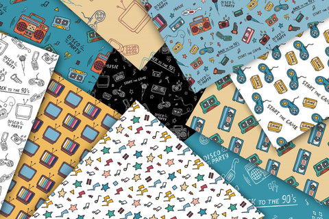 Doodled 90s | JPG Digital Paper | 90s Nostalgia Digital Pattern AnnaViolet_store 