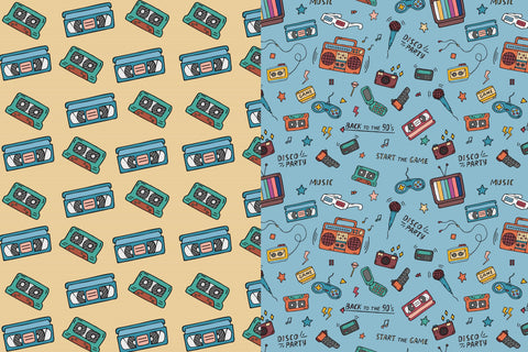 Doodled 90s | JPG Digital Paper | 90s Nostalgia Digital Pattern AnnaViolet_store 