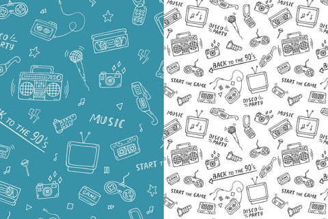 Doodled 90s | JPG Digital Paper | 90s Nostalgia Digital Pattern AnnaViolet_store 
