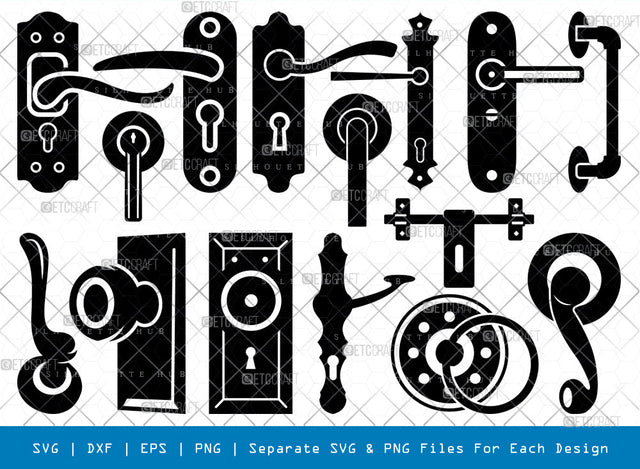Door Handle SVG, Handle Silhouette, Knockers Svg, Door Knocker Svg, Vintage Handle Svg, Handle Bundle SVG ETC Craft 