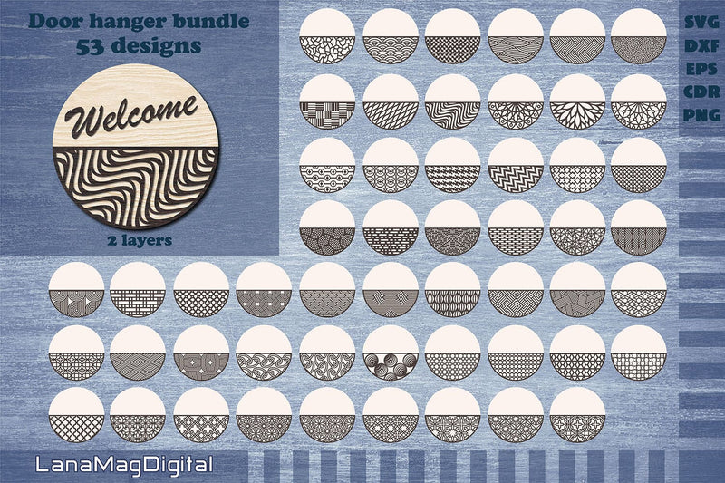 Door hanger bundle svg, Door sign laser cut, Wood round sign - So Fontsy