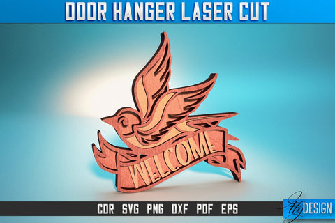 Door Hanger Laser Cut SVG | Door Hanger SVG Design | CNC Files SVG Fly Design 
