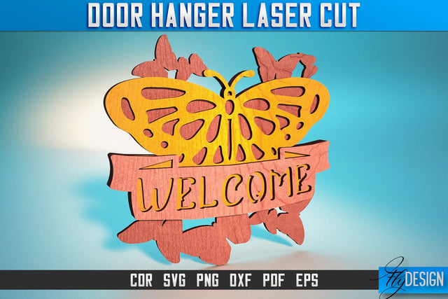Door Hanger Laser Cut SVG | Door Hanger SVG Design | CNC Files SVG Fly Design 