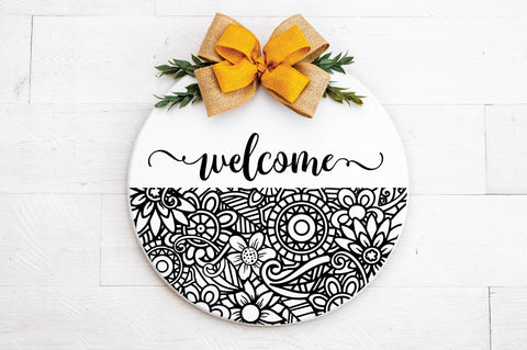 Door Signs Patterns Door Hanger SVG Bundle - Round Sign Patterns - So Fontsy