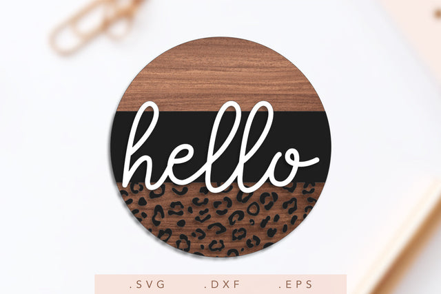 Door Hanger SVG | Hello SVG | Farmhouse Sign SVG | Leopard Print SVG SVG Nanda Bayu 