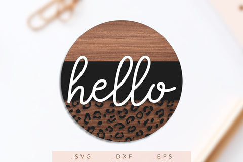 Door Hanger SVG | Hello SVG | Farmhouse Sign SVG | Leopard Print SVG SVG Nanda Bayu 