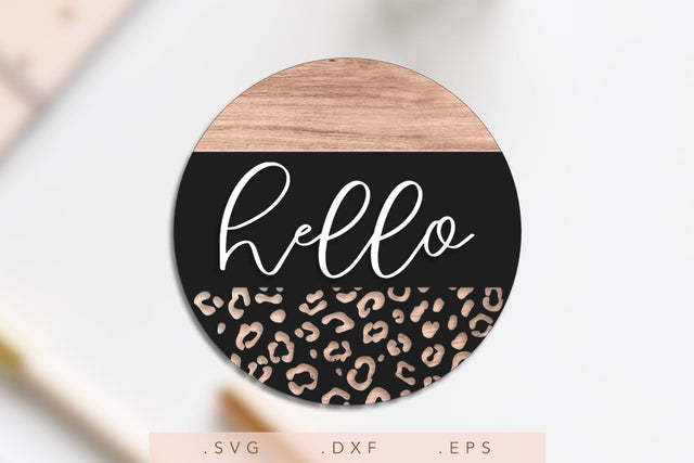 Door Hanger SVG | Hello SVG | Farmhouse Sign SVG | Leopard Print SVG SVG Nanda Bayu 