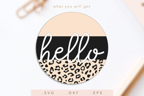 Door Hanger SVG | Hello SVG | Farmhouse Sign SVG | Leopard Print SVG SVG Nanda Bayu 