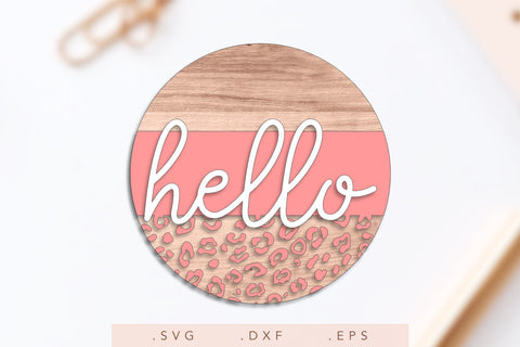 Door Hanger SVG | Hello SVG | Farmhouse Sign SVG | Leopard Print SVG SVG Nanda Bayu 